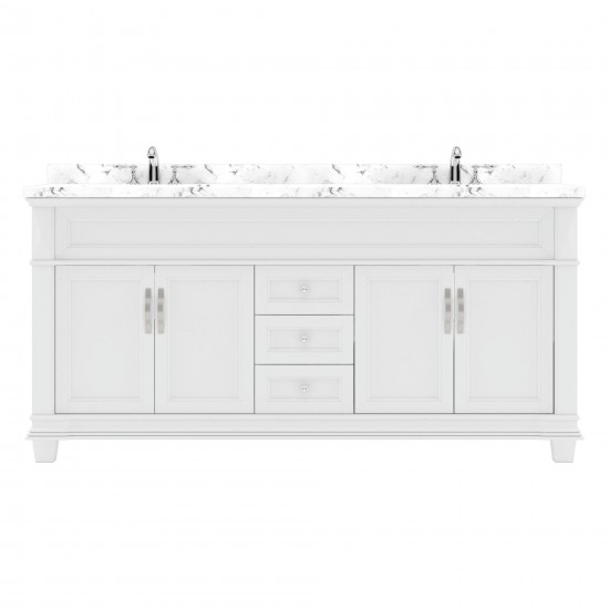 Victoria 72" Double Bath Vanity in White, Quartz Top, Sinks, MD-2672-CMRO-WH-NM