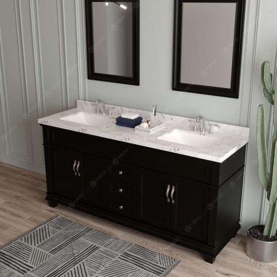 Victoria 72" Double Bath Vanity in Espresso, Quartz Top, Sinks, MD-2672-CMSQ-ES