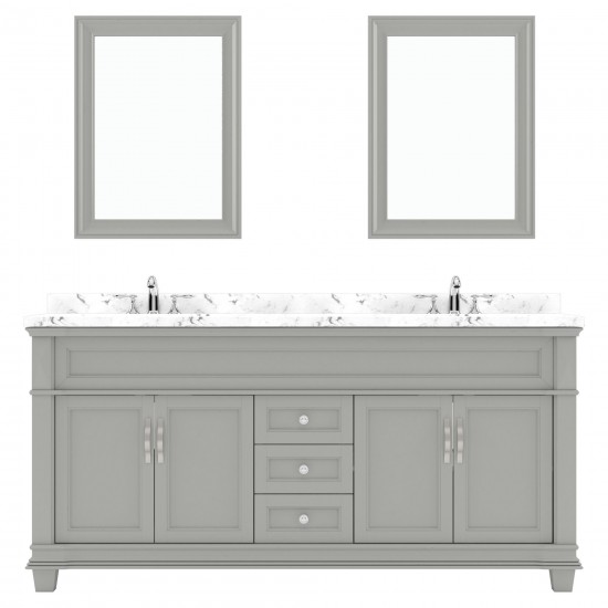 Victoria 72" Double Bath Vanity in Gray, Quartz Top, Sinks, MD-2672-CMSQ-GR