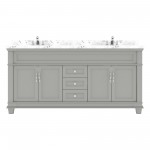 Victoria 72" Double Bath Vanity in Gray, Quartz Top, Sinks, MD-2672-CMSQ-GR-NM