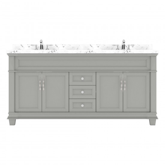 Victoria 72" Double Bath Vanity in Gray, Quartz Top, Sinks, MD-2672-CMSQ-GR-NM