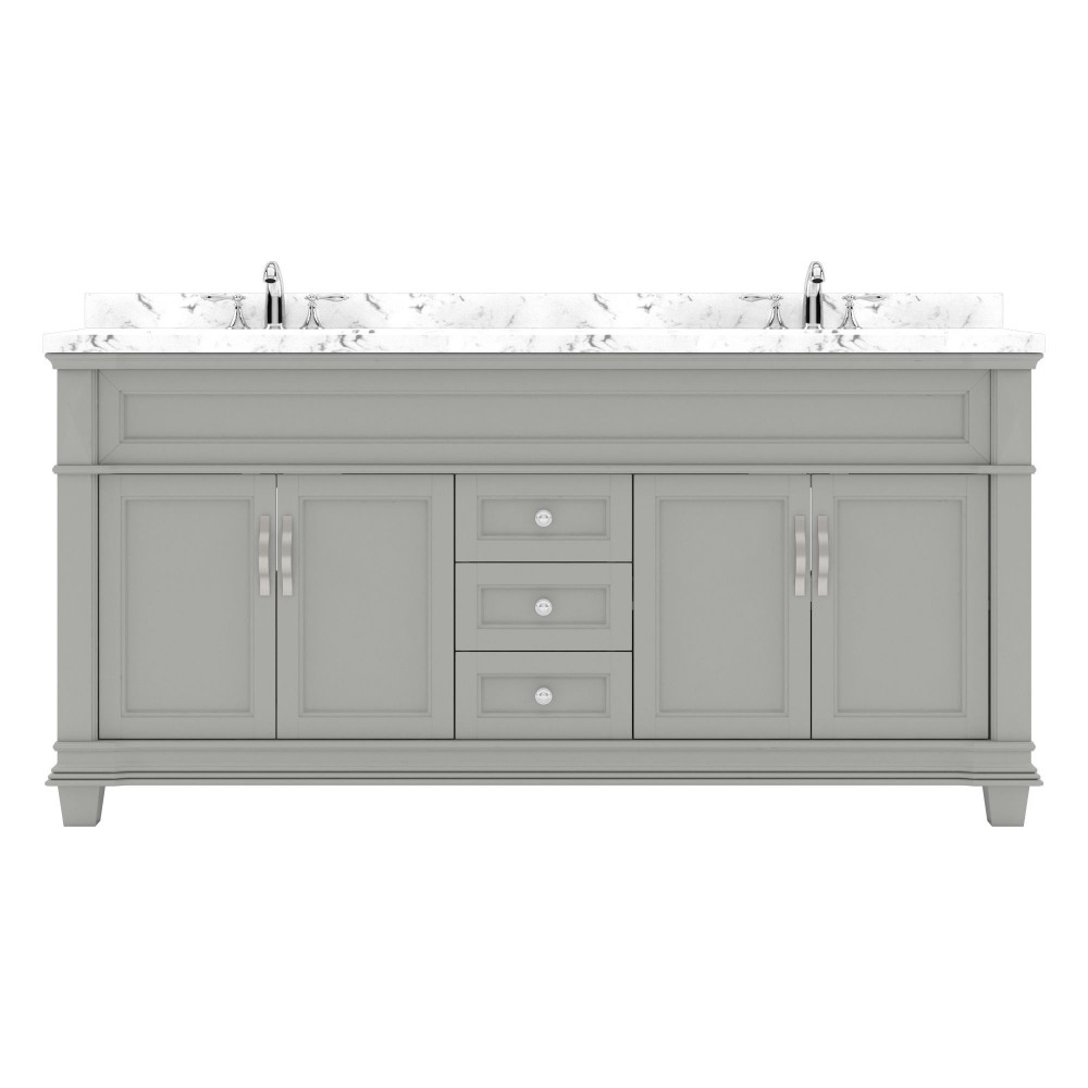 Victoria 72" Double Bath Vanity in Gray, Quartz Top, Sinks, MD-2672-CMSQ-GR-NM