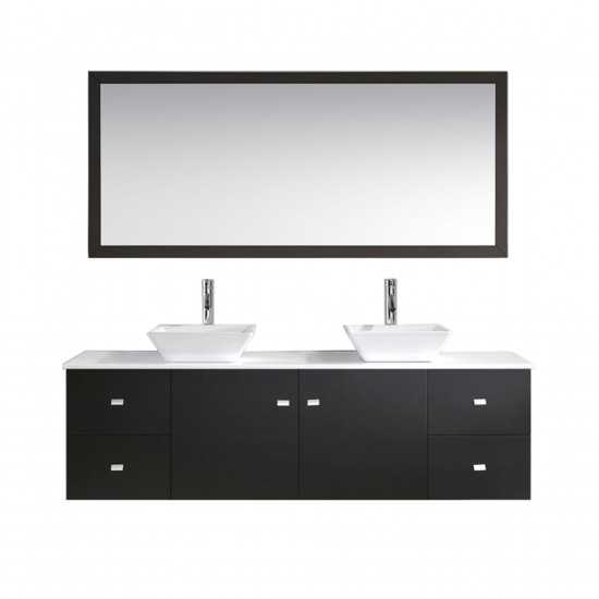 Clarissa 72" Double Bath Vanity in Espresso, Stone Top, Sinks, MD-409-S-ES