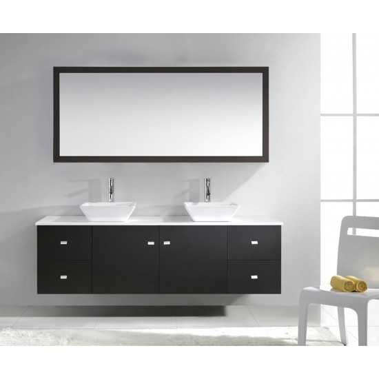 Clarissa 72" Double Bath Vanity in Espresso, Stone Top, Sinks, MD-409-S-ES