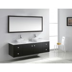 Clarissa 72" Double Bath Vanity in Espresso, Stone Top, Sinks, MD-409-S-ES