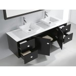 Clarissa 72" Double Bath Vanity in Espresso, Stone Top, Sinks, MD-409-S-ES