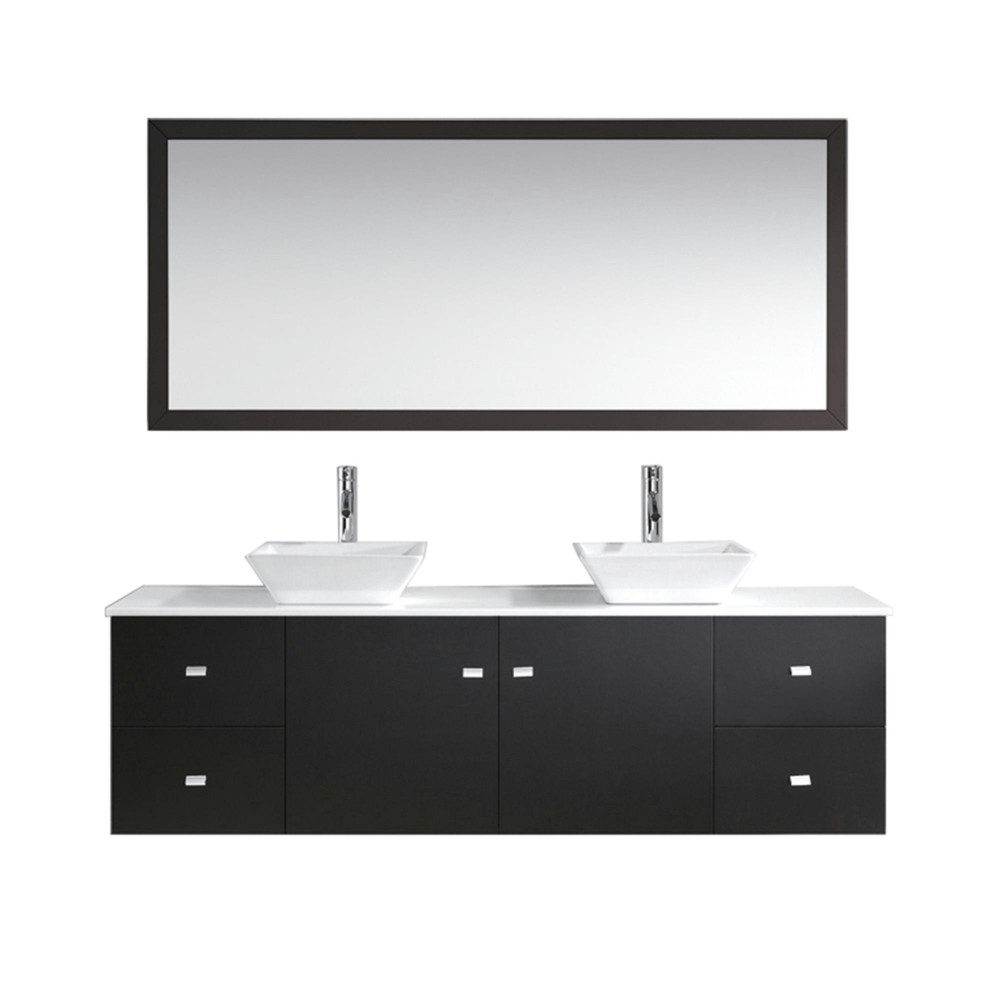 Clarissa 72" Double Bath Vanity in Espresso, Stone Top, Sinks, MD-409-S-ES-001