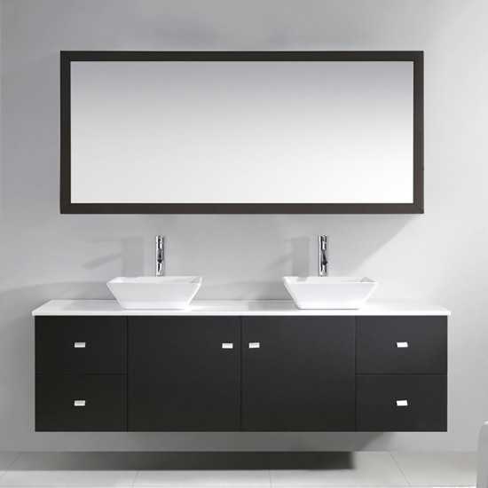 Clarissa 72" Double Bath Vanity in Espresso, Stone Top, Sinks, MD-409-S-ES-001