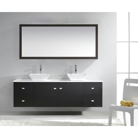 Clarissa 72" Double Bath Vanity in Espresso, Stone Top, Sinks, MD-409-S-ES-001