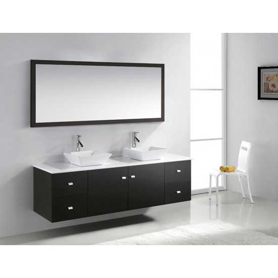 Clarissa 72" Double Bath Vanity in Espresso, Stone Top, Sinks, MD-409-S-ES-001