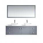 Clarissa 72" Double Bath Vanity in Gray, Stone Top, Sinks, MD-409-S-GR