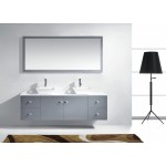 Clarissa 72" Double Bath Vanity in Gray, Stone Top, Sinks, MD-409-S-GR