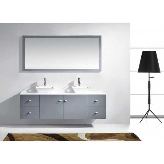 Clarissa 72" Double Bath Vanity in Gray, Stone Top, Sinks, MD-409-S-GR