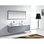 Clarissa 72" Double Bath Vanity in Gray, Stone Top, Sinks, MD-409-S-GR