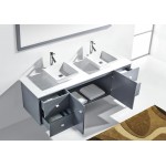 Clarissa 72" Double Bath Vanity in Gray, Stone Top, Sinks, MD-409-S-GR