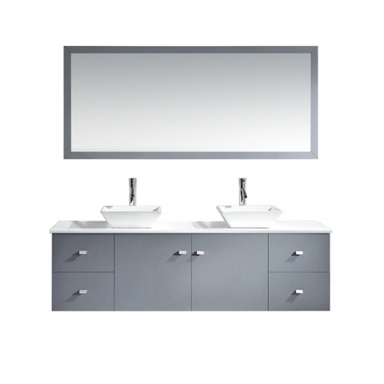 Clarissa 72" Double Bath Vanity in Gray, Stone Top, Sinks, MD-409-S-GR-001