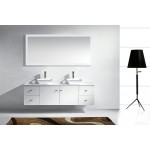 Clarissa 72" Double Bath Vanity in White, Stone Top, Sinks, MD-409-S-WH-001