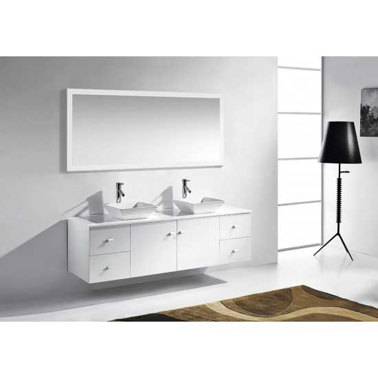 Clarissa 72" Double Bath Vanity in White, Stone Top, Sinks, MD-409-S-WH-001