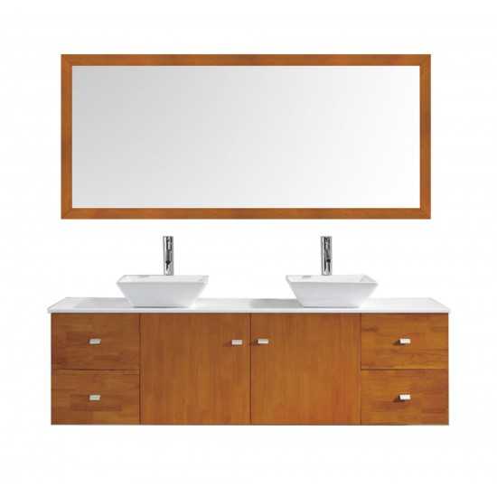 Clarissa 72" Double Bath Vanity in Honey Oak, Stone Top, Sinks, MD-415-S-HO