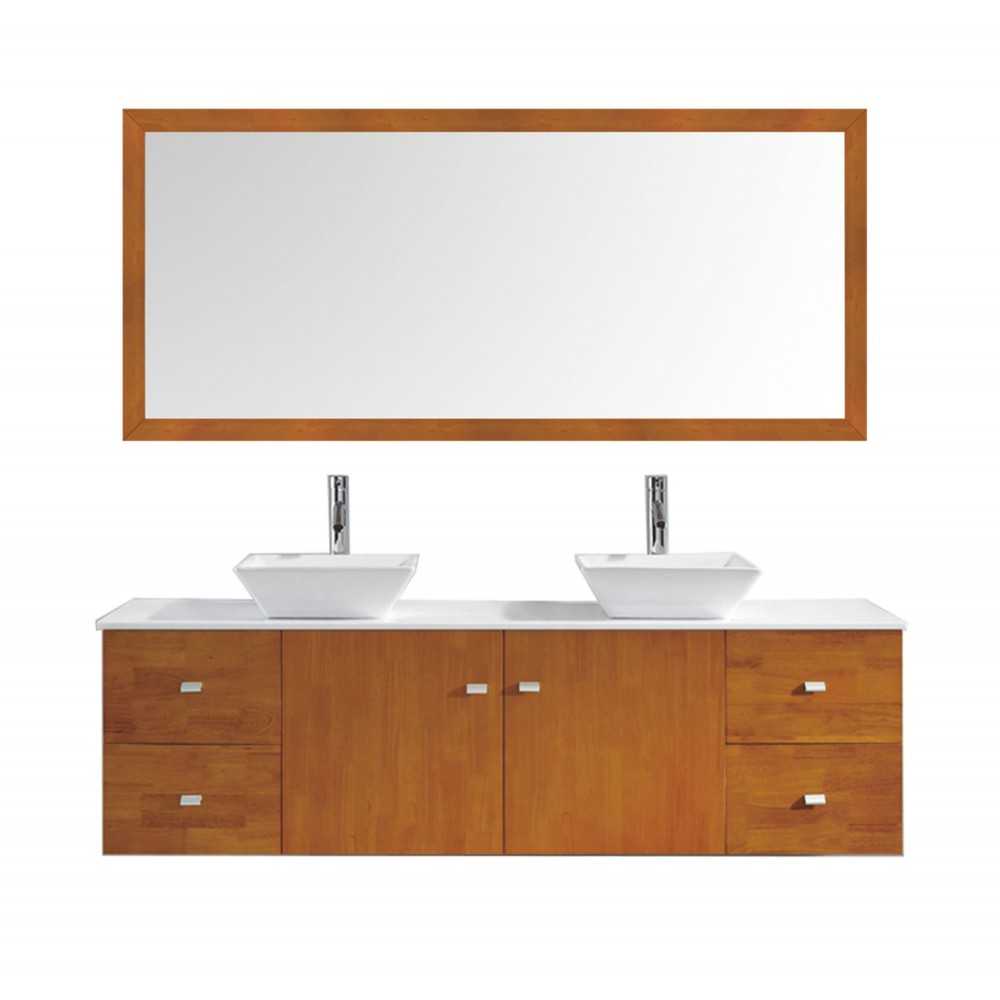 Clarissa 72" Double Bath Vanity in Honey Oak, Stone Top, Sinks, MD-415-S-HO