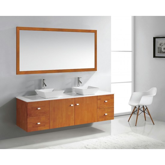 Clarissa 72" Double Bath Vanity in Honey Oak, Stone Top, Sinks, MD-415-S-HO