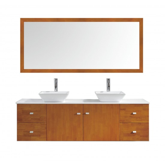 Clarissa 72" Double Bath Vanity in Honey Oak, Stone Top, Sinks, MD-415-S-HO-001