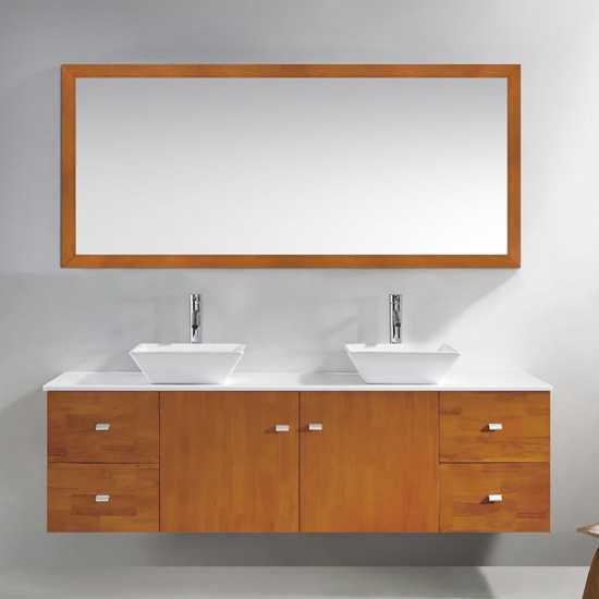 Clarissa 72" Double Bath Vanity in Honey Oak, Stone Top, Sinks, MD-415-S-HO-001