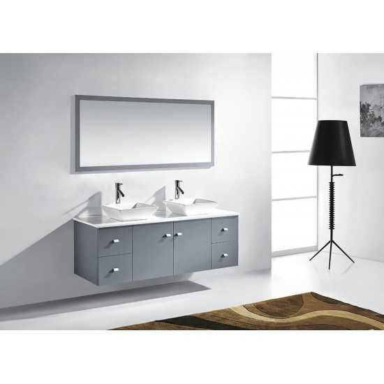 Clarissa 61" Double Bath Vanity in Gray, Stone Top, Sinks, MD-435-S-GR-001