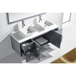 Clarissa 61" Double Bath Vanity in Gray, Stone Top, Sinks, MD-435-S-GR-001