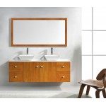 Clarissa 61" Double Bath Vanity in Honey Oak, Stone Top, Sinks, MD-457-S-HO