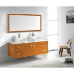 Clarissa 61" Double Bath Vanity in Honey Oak, Stone Top, Sinks, MD-457-S-HO-001