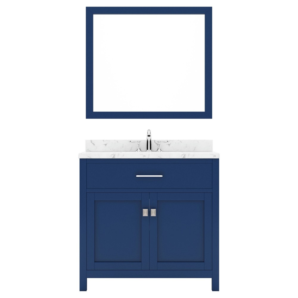 Caroline 36" Bath Vanity in French Blue, Quartz Top, Sink, MS-2036-CMRO-FB-001