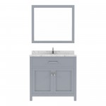 Caroline 36" Single Bath Vanity in Gray, Quartz Top, Sink, MS-2036-CMRO-GR