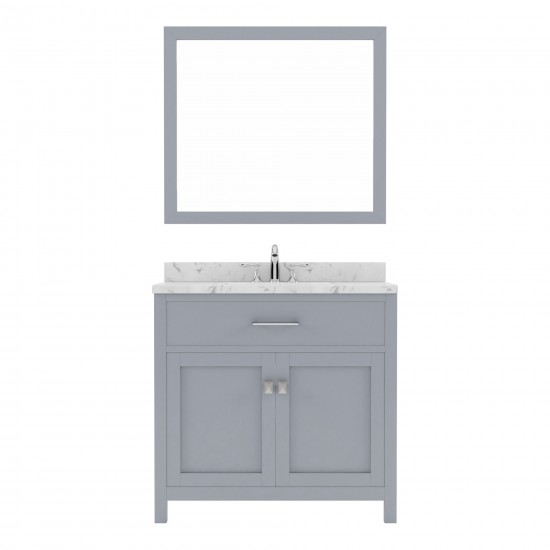 Caroline 36" Single Bath Vanity in Gray, Quartz Top, Sink, MS-2036-CMRO-GR