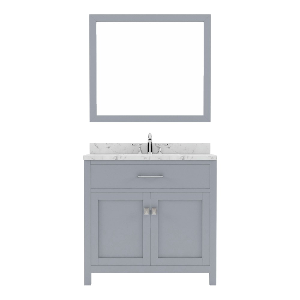 Caroline 36" Single Bath Vanity in Gray, Quartz Top, Sink, MS-2036-CMRO-GR