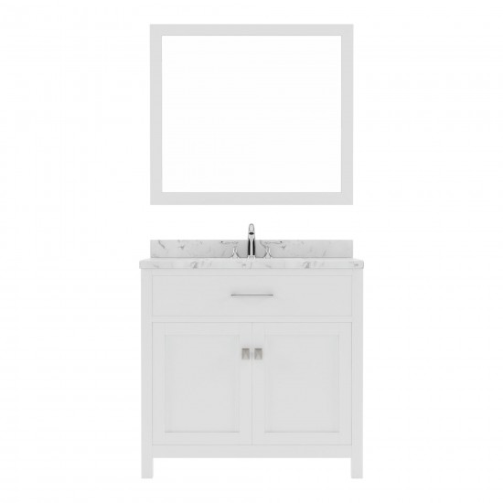 Caroline 36" Bath Vanity in White, Quartz Top, Sink, MS-2036-CMRO-WH