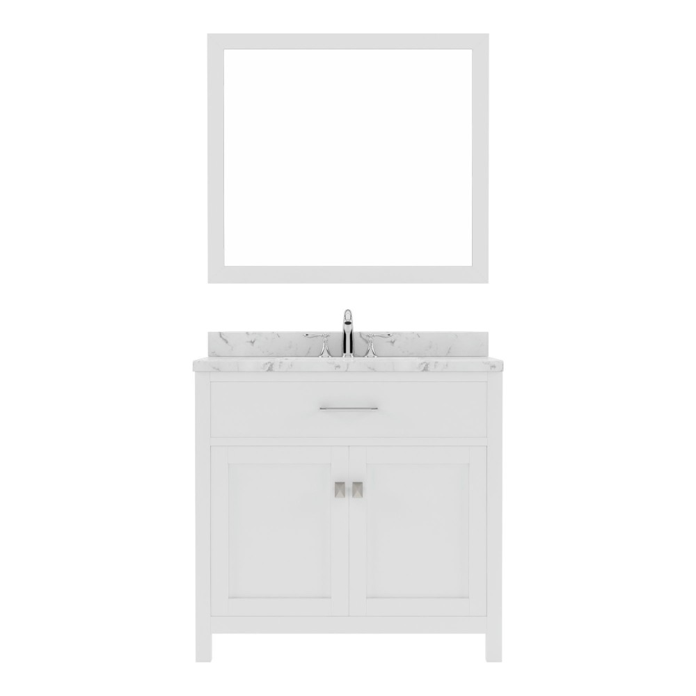 Caroline 36" Bath Vanity in White, Quartz Top, Sink, MS-2036-CMRO-WH-002