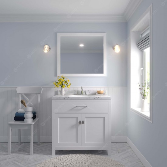 Caroline 36" Bath Vanity in White, Quartz Top, Sink, MS-2036-CMRO-WH-002