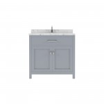 Caroline 36" Single Bath Vanity in Gray, Quartz Top, Sink, MS-2036-CMSQ-GR-NM