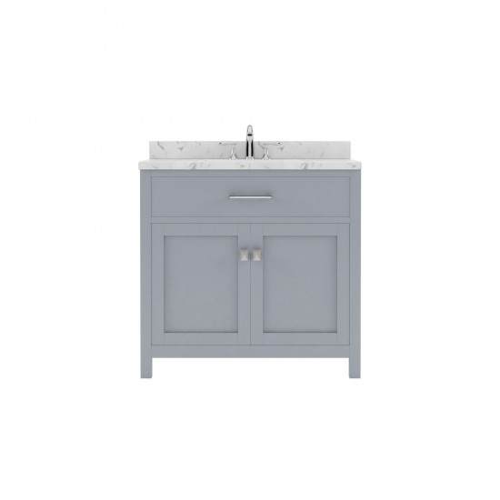 Caroline 36" Single Bath Vanity in Gray, Quartz Top, Sink, MS-2036-CMSQ-GR-NM