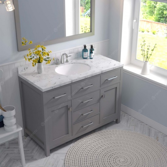 Caroline 48" Bath Vanity in Cashmere Gray, Quartz Top, Sink, MS-2048-CMRO-CG