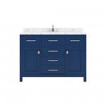 Caroline 48" Bath Vanity in French Blue, Quartz Top, Sink, MS-2048-CMRO-FB-NM