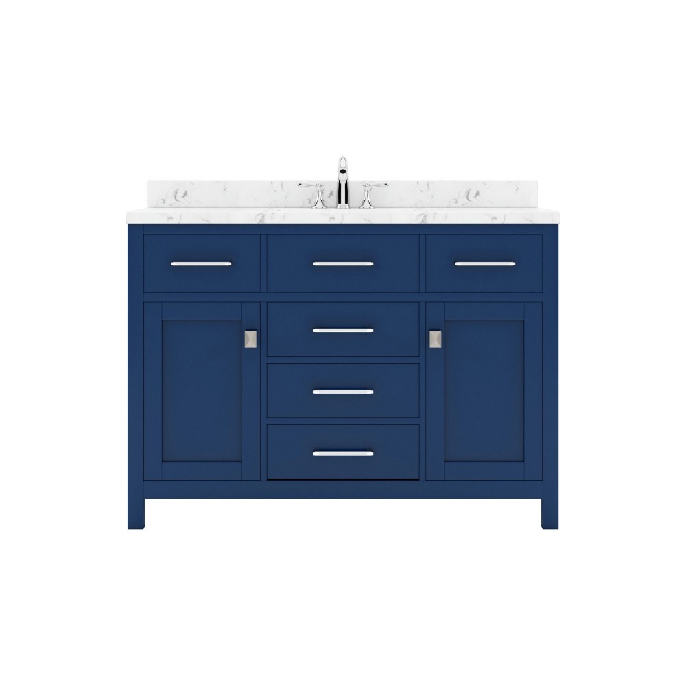 Caroline 48" Bath Vanity in French Blue, Quartz Top, Sink, MS-2048-CMRO-FB-NM