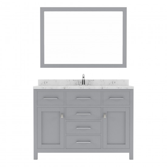 Caroline 48" Single Bath Vanity in Gray, Quartz Top, Sink, MS-2048-CMRO-GR