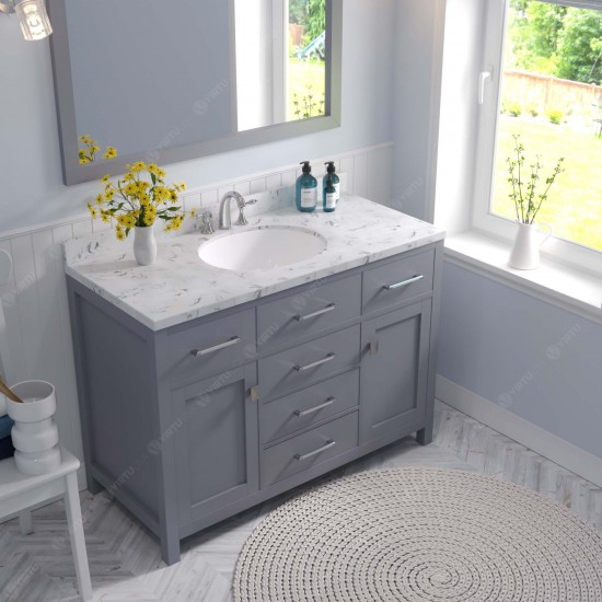 Caroline 48" Single Bath Vanity in Gray, Quartz Top, Sink, MS-2048-CMRO-GR