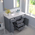 Caroline 48" Single Bath Vanity in Gray, Quartz Top, Sink, MS-2048-CMRO-GR