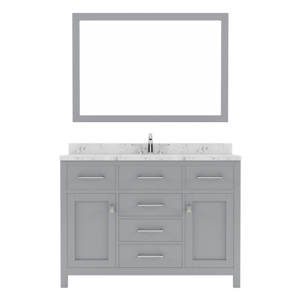 Caroline 48" Single Bath Vanity in Gray, Quartz Top, Sink, MS-2048-CMRO-GR-001