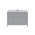 Caroline 48" Single Bath Vanity in Gray, Quartz Top, Sink, MS-2048-CMRO-GR-NM