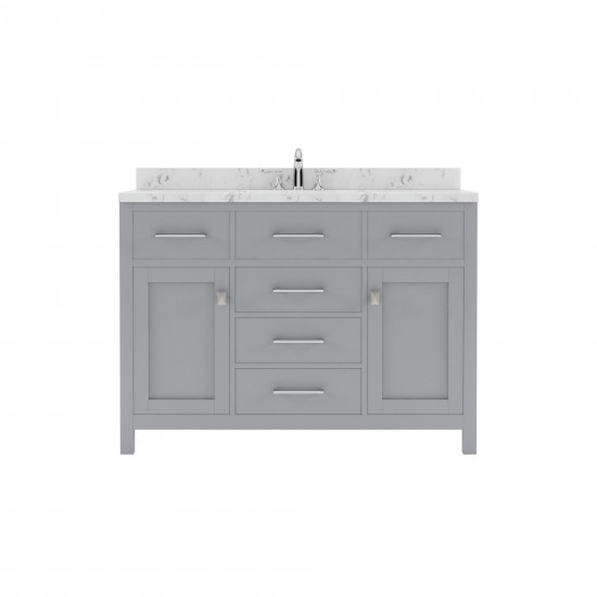 Caroline 48" Single Bath Vanity in Gray, Quartz Top, Sink, MS-2048-CMRO-GR-NM