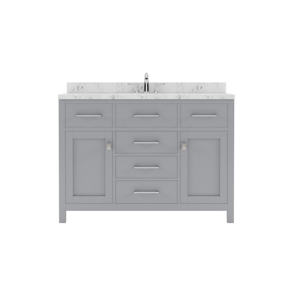 Caroline 48" Single Bath Vanity in Gray, Quartz Top, Sink, MS-2048-CMRO-GR-NM